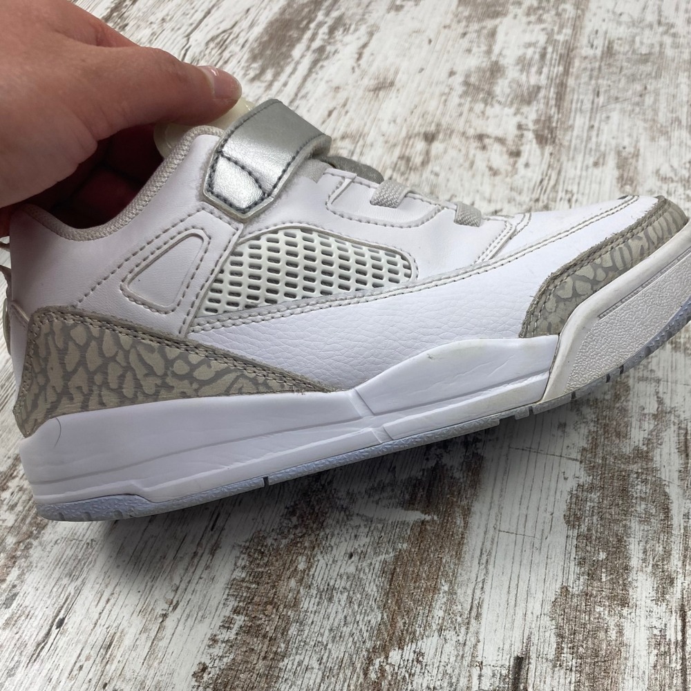 Jordan Spizike Low PS White Gray Silver Elephant Print Retro Sneakers Kids 3Y - Picture 8 of 15